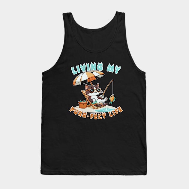 Living my Purr-fect Life Tank Top by Art from the Machine